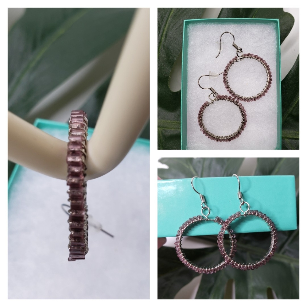 FREE with any purchase -1" pink rhinestone hoop earrings silver (add to bundle)